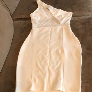White One shoulder split detail bodycon dress